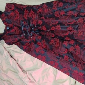 Beautiful red and black dress with corset-like lacing in the front. NWOT
